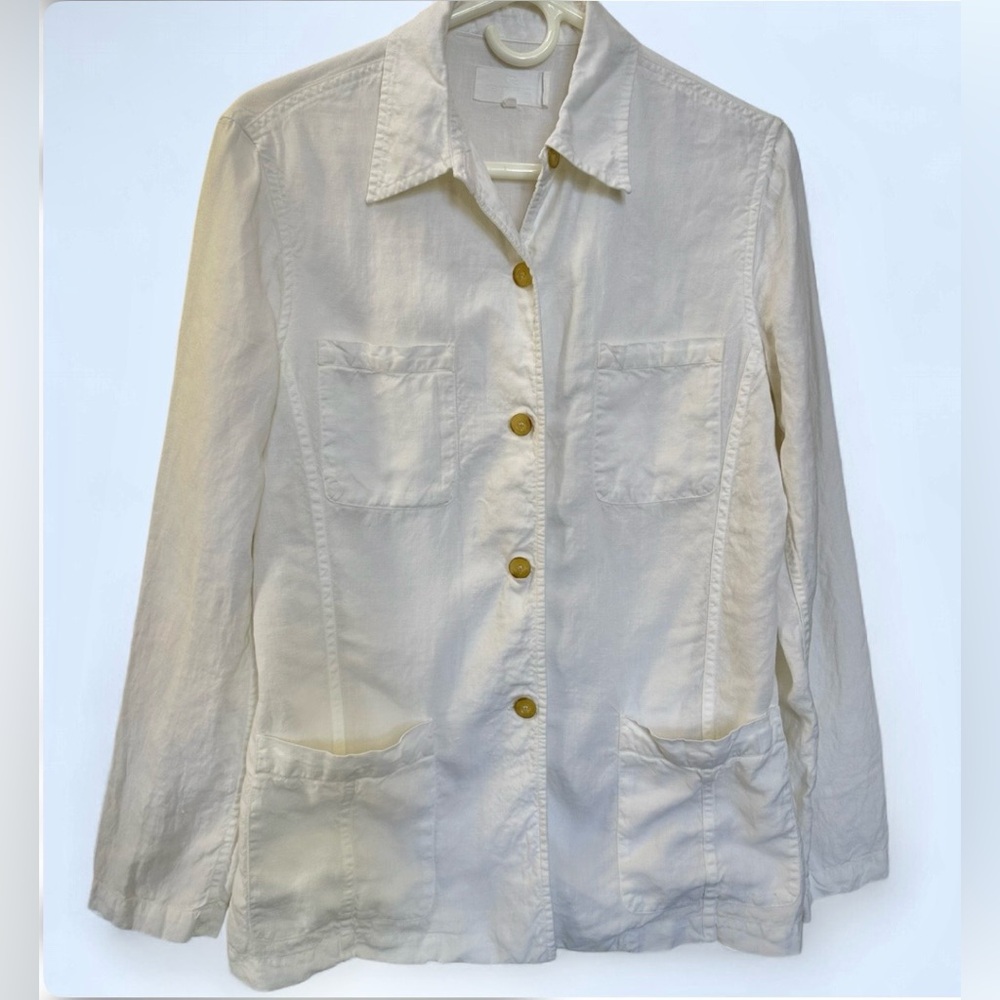 VTG ETRO MILANO Flax Linen Chore Utility Jacket Shirt-EU 42 US 6-Quiet Luxury